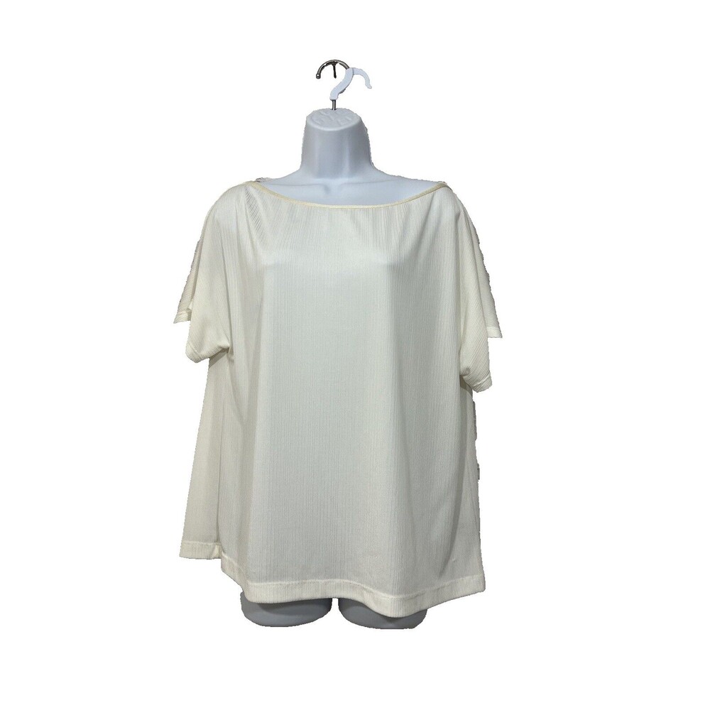St. John Ivory Boat Neck Blouse Large K914QF1 NWT (Minor Flaws)